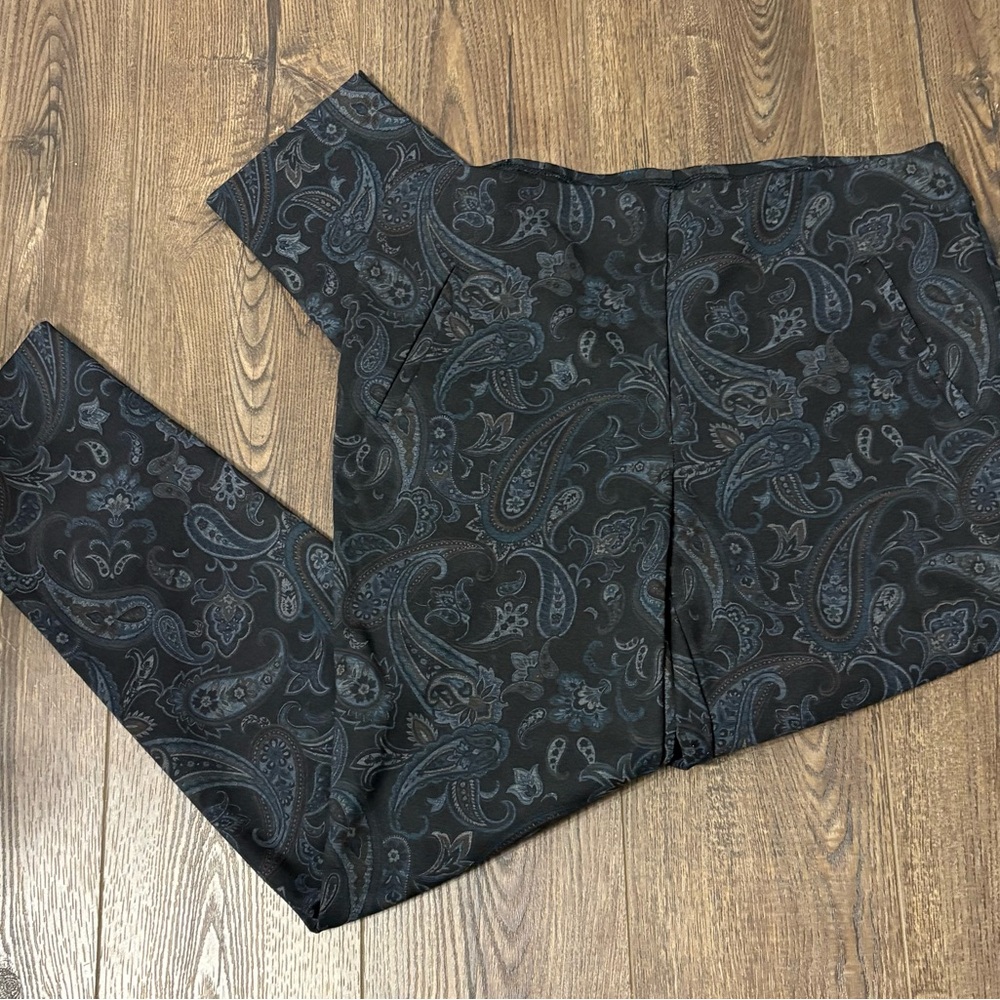 Chico's Elegant Black and Paisley Pants - Size 2